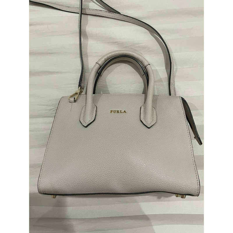 PRELOVED original furla pin satchel bag small sling bag tas selempang nude wanita woman totebag tas 