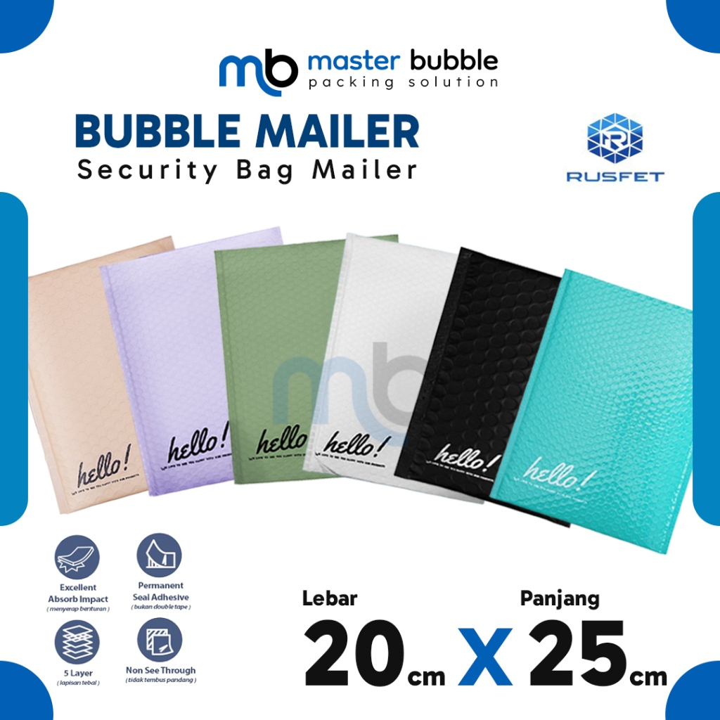 

Bubble Mailer Amplop Varian 20 x 25 cm Envelope Security Bag Mailer Packing Harga Ecer Merk Rusfet