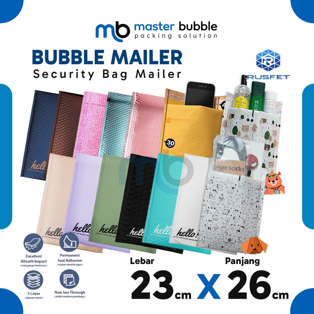 

Bubble Mailer Amplop Varian 23 x 26 cm Envelope Security Bag Mailer Packing Harga Ecer Merk Rusfet