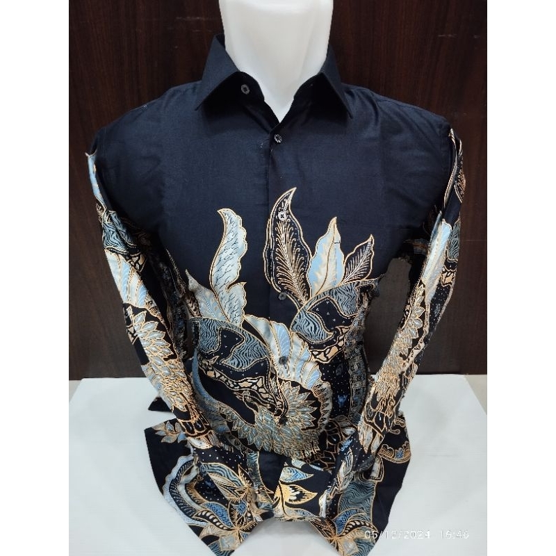 Alisan Kemeja Batik Premium Pria Lengan Panjang Sayap Burung Emas Slimfit