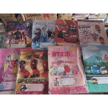 

SAMPUL BUKU WARNA UKURAN BOXY/CAMPUS /BIGBOSS. 1 PAK ISI 20LEMBAR