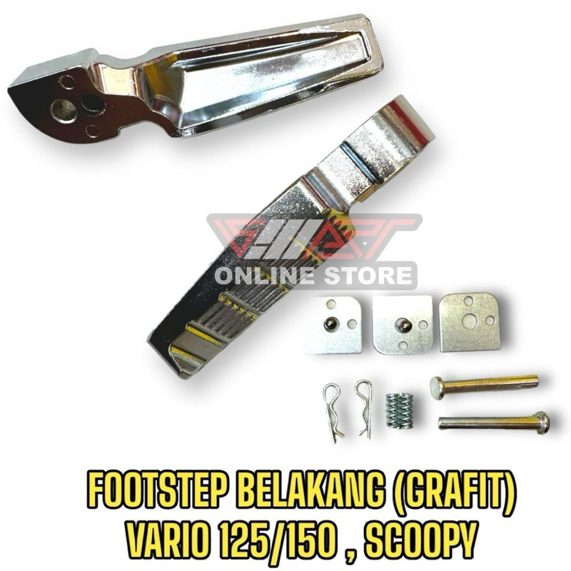 FOOTSTEP BELAKANG VARIO 125/150 , SCOOPY GRAFIT CHROME