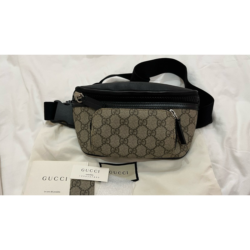 preloved Gucci Eden GG Sureme Leather Black Waist Sling Bag HARGA NEGO