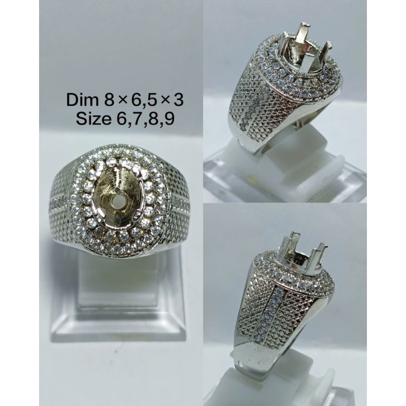 Ring cincin/emban alpaka super microsetting full zirkon/Diamond tumpuk