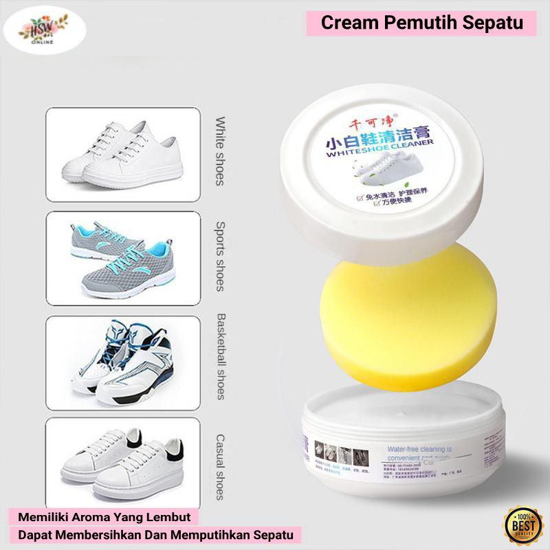 Cream Pemutih Sepatu Sneaker Krim Shoes Cleaner Free Spons Ampuh semir Pembersih Sepatu Kulit Canavs