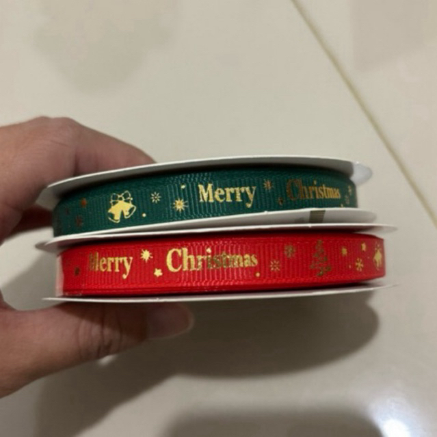 

Pita 1cm Merry Christmas Natal 1 ROLL Merah Hijau Happy Merry Christmas