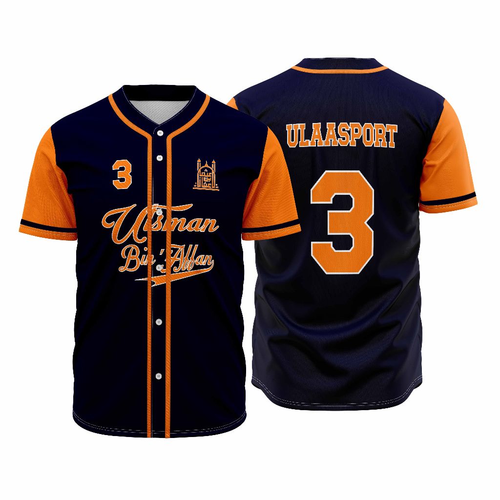 Kaos Baju Dewasa Jersey Baseball Utsman Bin Affan Custom Desain Full Print