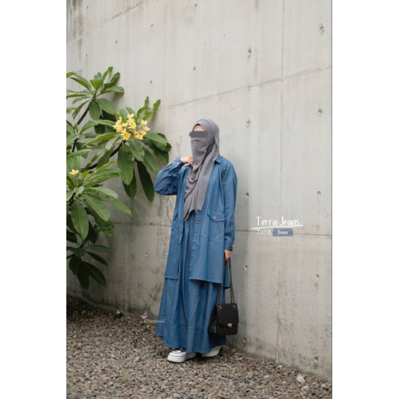 [READY] TERRA JEANS BY KHUMAAZ/ GAMIS JEANS TUNIK JEANS/ GAMIS NGAMPUS/ GAMIS ANAK MUDA/ GAMIS REMAJ