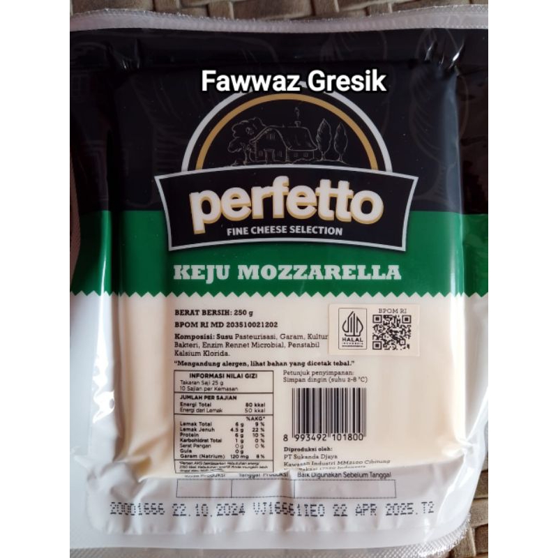 

Keju Mozzarella 250gr Perfetto / Perfetto Keju Mozzarella 250 gr