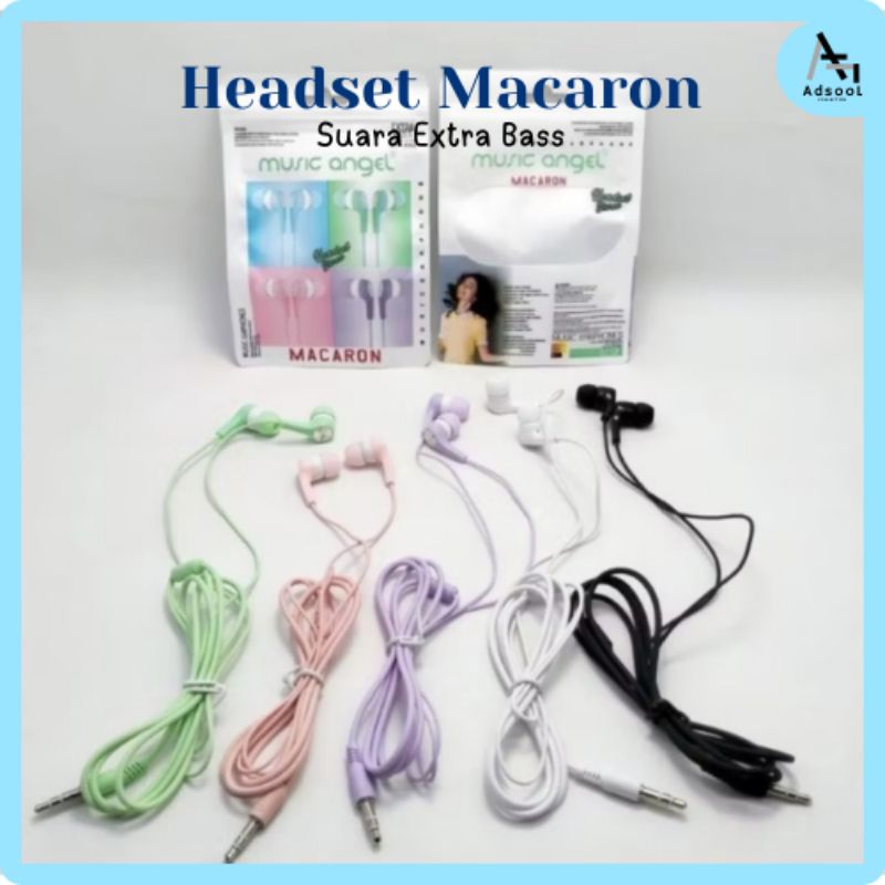Headset Musik Angel Macaron Hf Musik Super Bass Sound MP3 Handsfree Original