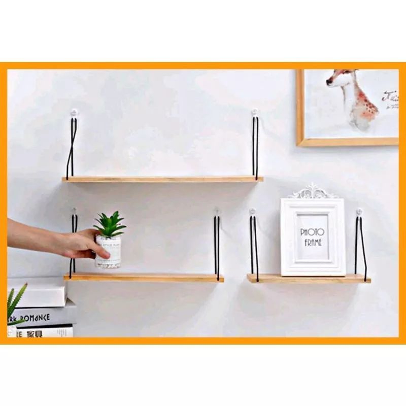 ALDEKO - Rak Dinding Tempel Kayu Besi Gantung Rak Dinding Kayu Besi