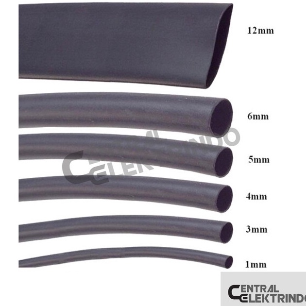 Cod Selongsong Bakar Heat Shrink Tube Selang Isolasi Bakar 5m Hitam Besar  12mm