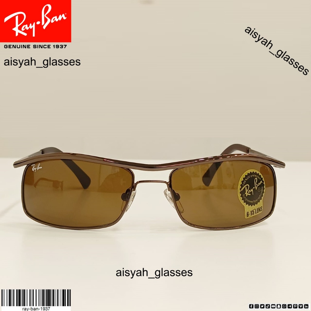 Kacamata Ray-Ban RB3339-014/57 Pria Coklat Metal Wrap Full Rim 59-16-135