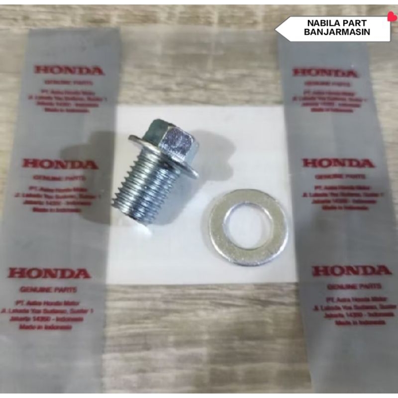 Baut Tutup Oli Mesin + Ring Oli Mesin Motor Matic Honda Ori Ahm.