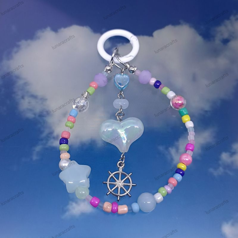 Gantungan Tas Manik Heart Glossy Warna warni Random