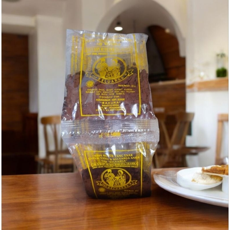

Kopi Kotamobagu isi 30 sachet 100% Kopi Murni Robusta-Arabika Cap Keluarga BPOM