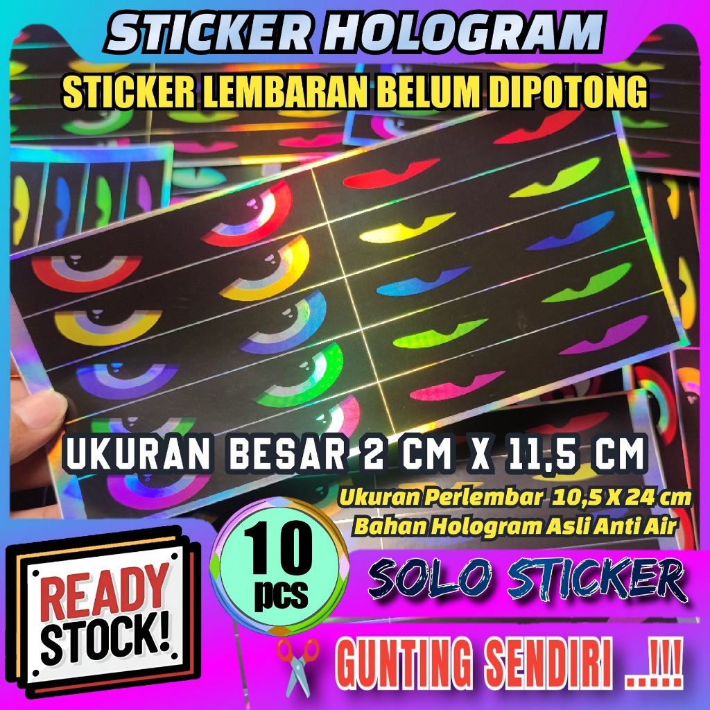 

Stiker Strobo Mata Bus Lembaran Ukuran Besar 2 x 11,5 cm Isi 10 pc Bahan Hologram Anti Air