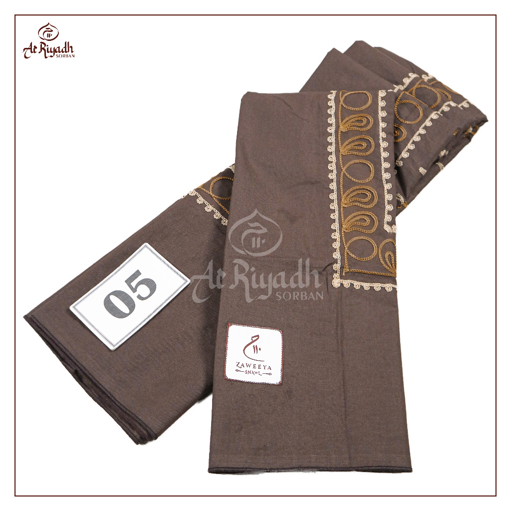 Sorban Persegi ZAWEEYA Kashmiri Hijazi TM799 Motif Sulam Timbul