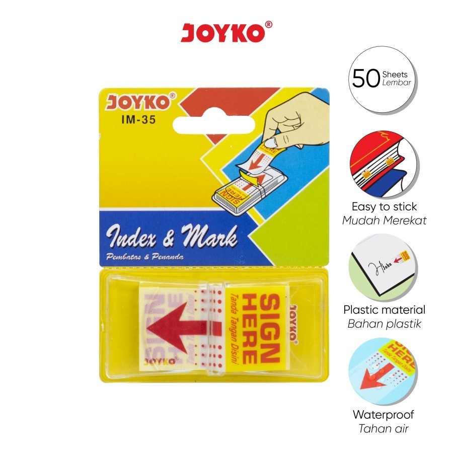 

(Khusus BATAM) Joyko IM-35 Index & Mark / Sticky Notes Plastic Sign Here 66 x 31mm | Pembatas & Penanda (50 Sheets)