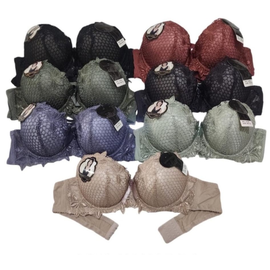 2156 BH Bra Busa Tebal Push Up Berkawat kait 2 Bra wanita - Merah