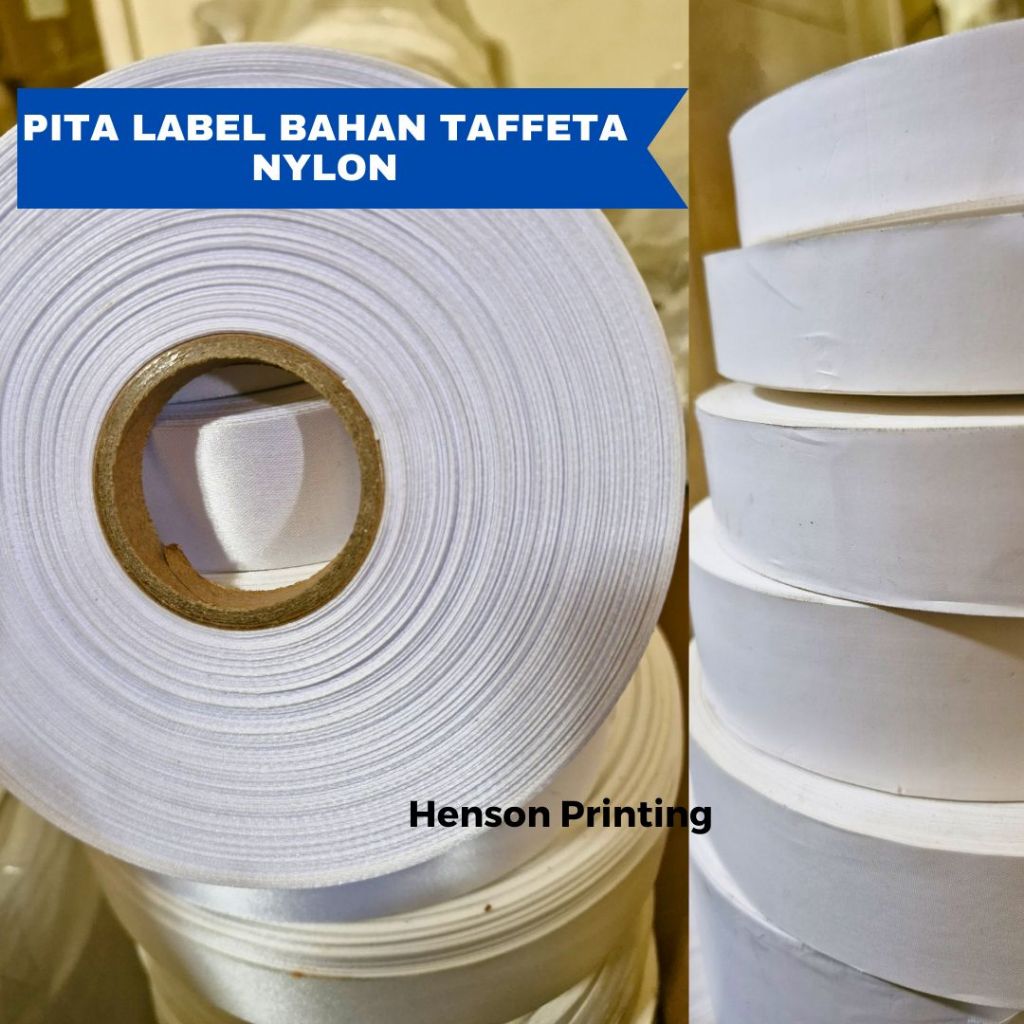 

Pita Label Bahan Taffeta Nylon / Tafeta polos putih 1 Roll pajang 200m