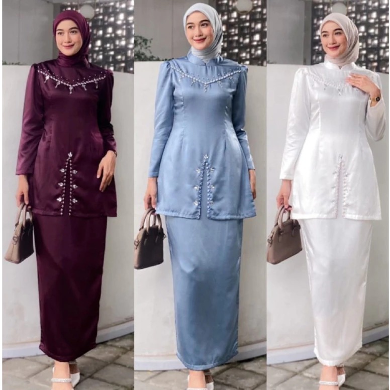 Oneset Baju Kurung Melayu Malaysia Dress Pesta Setelan Baju Kondangan Kekinian Full Payet Baju Wisud