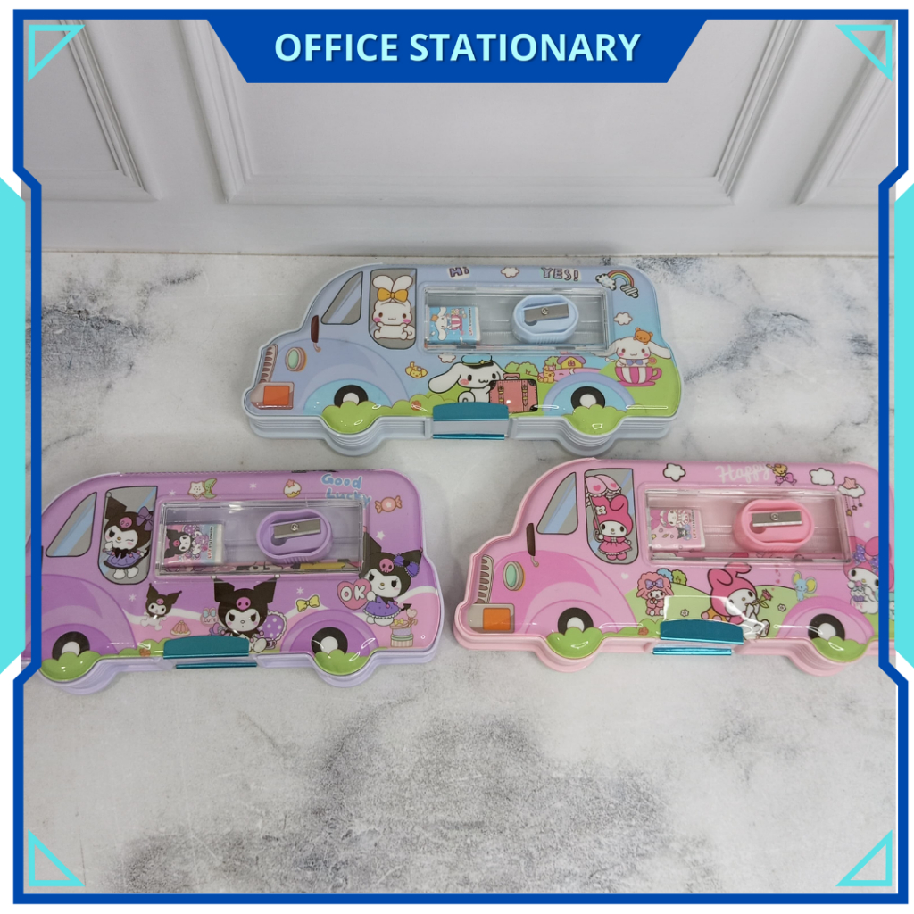 

OFS Tempat Pensil Magnet Karakter 2 Sisi Kotak Pensil Magnet Karakter MOBIL SANRIO Dengan Rautan Mini