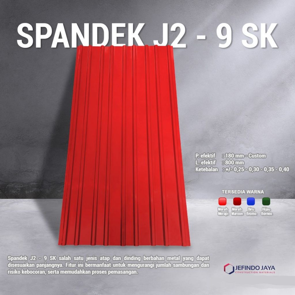ATAP SPANDECK SOKA J2ROOF - SPANDECK GELOMBANG 9 SK *0.25TCT*