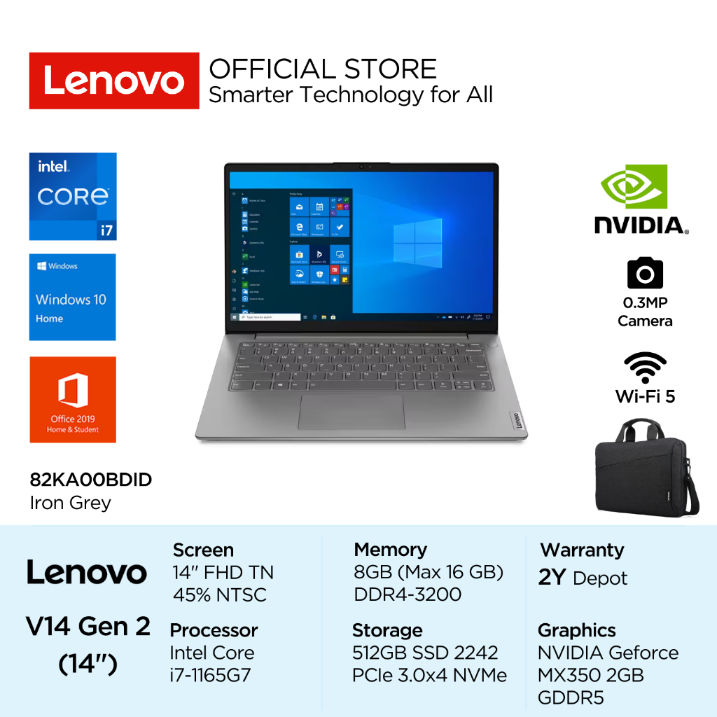 Lenovo V14 G2 ITL BDID Intel Core i7 1165G7 Win10 Home 8GB 512GB SSD 14" FHD TN 45% NTSC Antiglare D