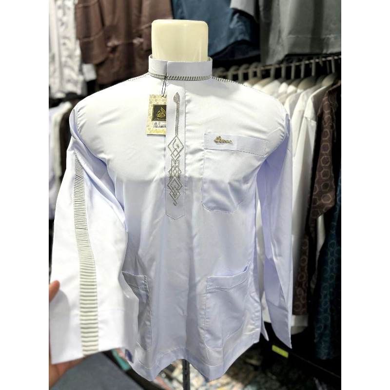 AL MAYMANAH Koko Melayu Motif Bordir Tengah dan Lis Lengan Bahan Saudi Import Polyster Baju Koko Dew