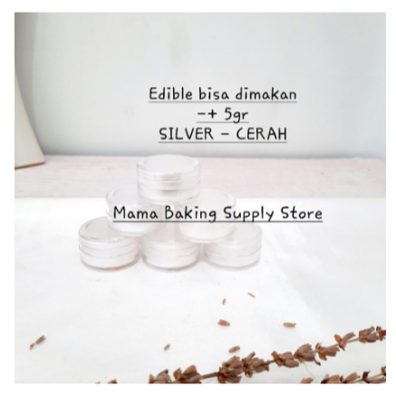 

Edible SILVER Luster Lustre Duster Pearl Powder Bubuk SILVER -+ 5 gr