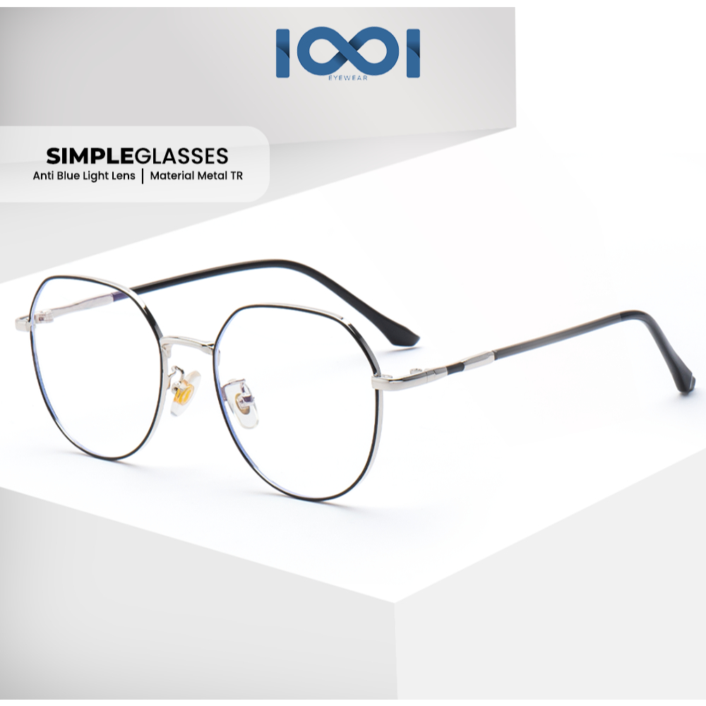 IOOI Eyewear -  Kacamata Frame Bulat Classy Lensa Bisa Minus Photocromic Blueray Pria Wanita 65085