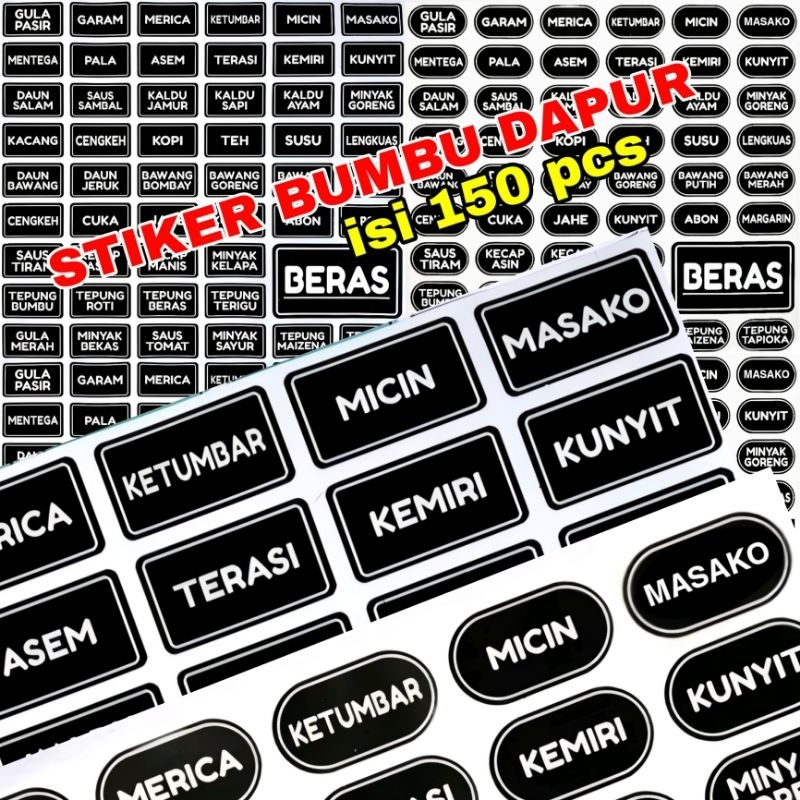 

STIKER BUMBU DAPUR ISI 150 PCS | STIKER ANTI AIR | STIKER 1 LEMBAR | STIKER VYNIL