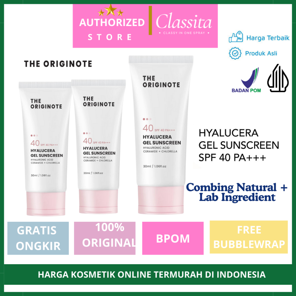 𝐂𝐋𝐀𝐒𝐒𝐈𝐓𝐀.𝐈𝐃 -Sunscreen Wajah Glowing The Originote Hyalucera Gel Sunscreen Spf 40 PA - Sunblock Waja