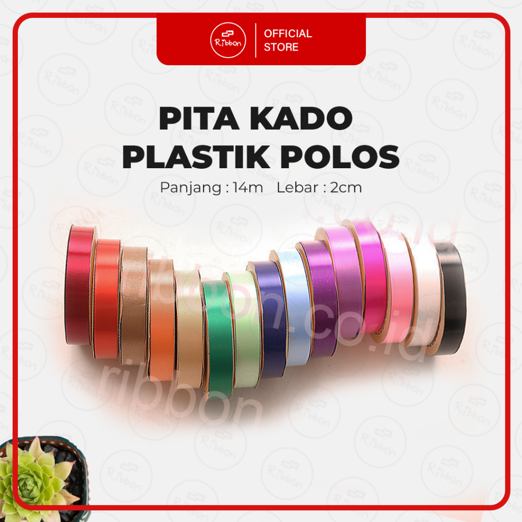 

GROSIR Pita Kado 3/4" Plastik POLOS 2cm Pita Jepang 2 cm