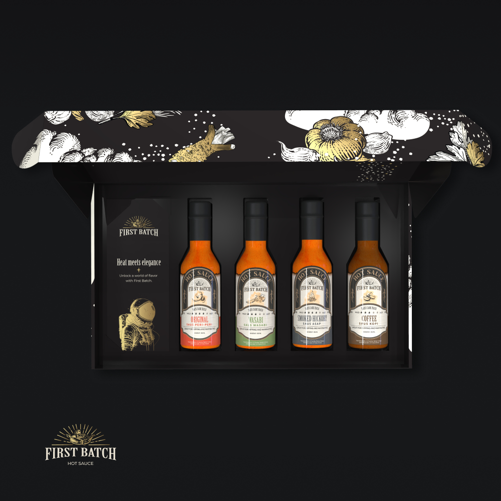 

Paket Gift Box Hampers Hadiah Hot Sauce Saus Saos Pedas Halal Vegan 150 ml - First Batch