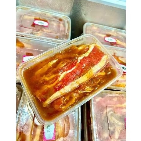 

beef slice marinasi 500gr blackpaper, bulgogi, BBQ, teriyaki, gochujang