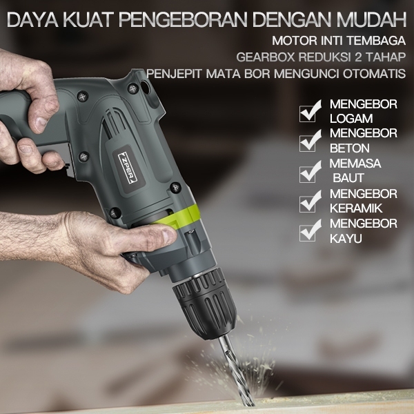 DMS ZPER Mesin Bor Listrik Set Lengkap Bor Tangan Murah Berkualitas Bolak Balik Electric Mata Bor