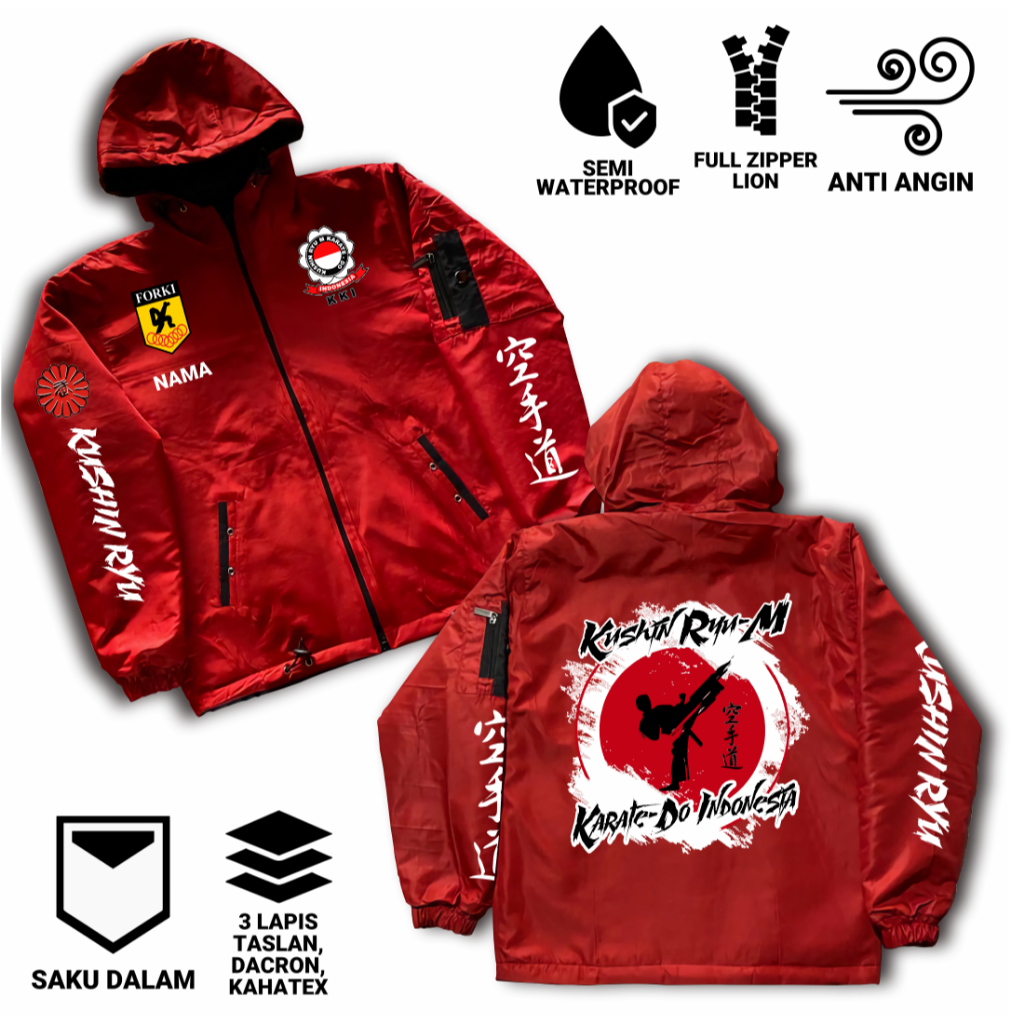 Jaket Anak Karate-Do KKI Kushin Ryu Forki Free Nama Jaket Winter Anak Laki-laki Perempuan