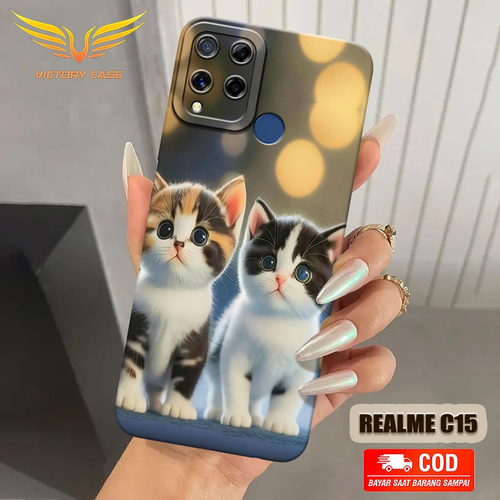 New Kucing Case - Softcase Realme C15 Terbaru - Case Hp Realme C15 - Casing Realme C15 - Case Lentur