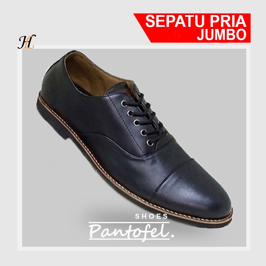 Sepatu pantofel kulit asli BIG SIZE 43-48 | fantofel oxford tali style formal - sepatu Jumbo