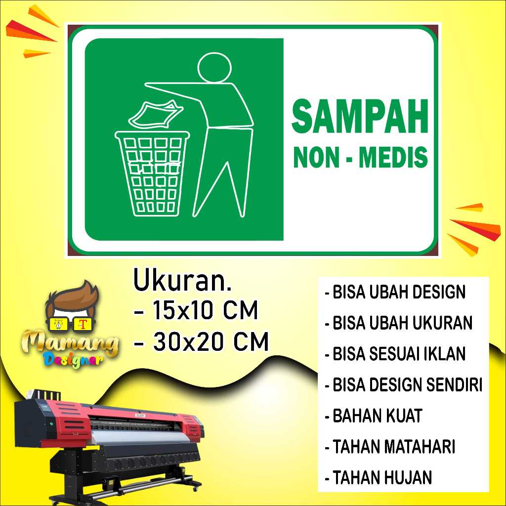 

Buat Sticker Pembuangan Sampah Non Medis Bahan Bagus Hijau