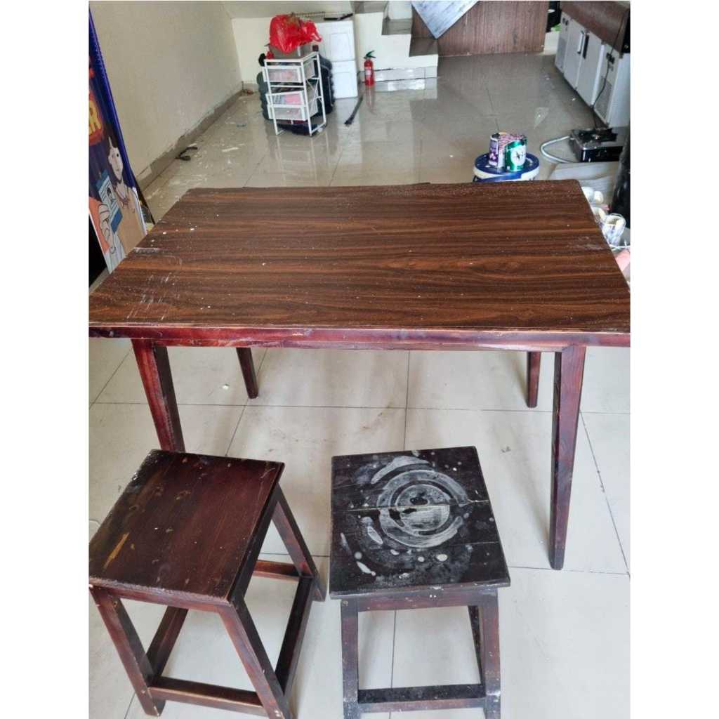 Set Meja Makan Kayu Termasuk Kursi Meja Cafe Meja Restoran Second
