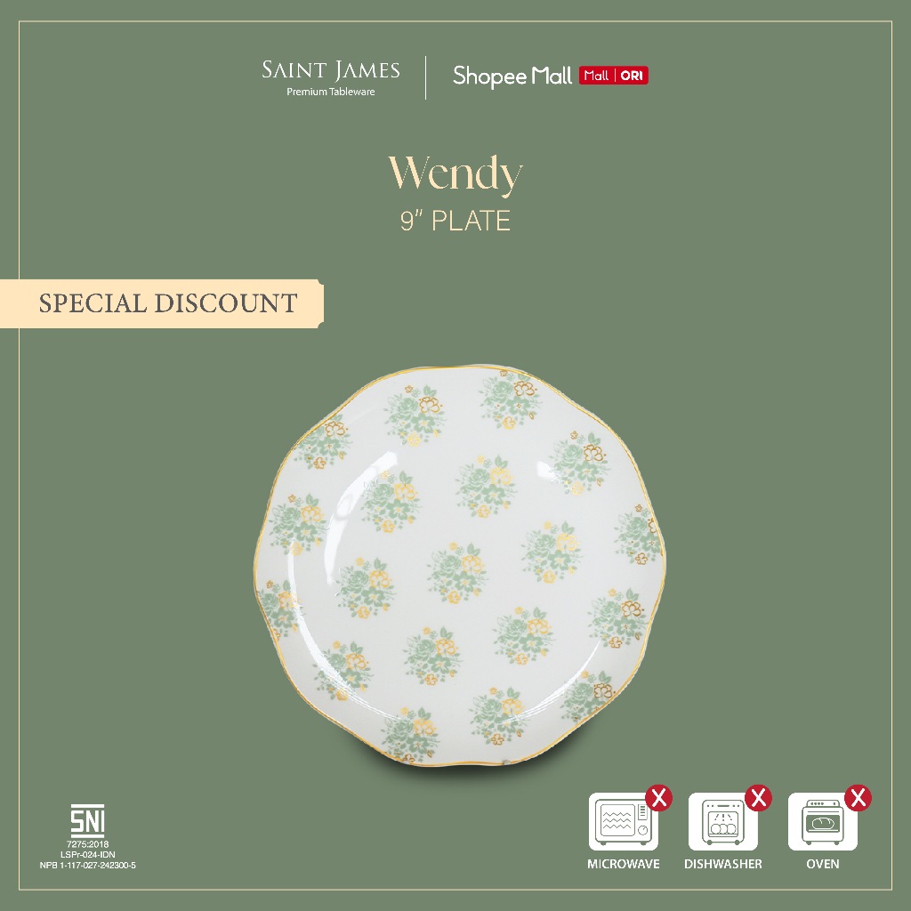 Saint James Wendy 9 inch Plate - Piring Makan Satuan