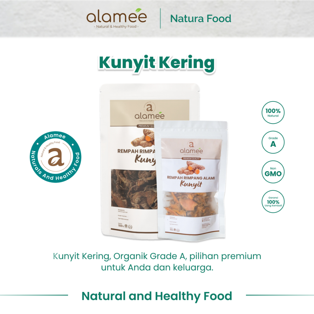 

ALAMEE Kunyit Kering Iris Dried Turmeric Rempah Rimpang Organik Alami Kunir Spice