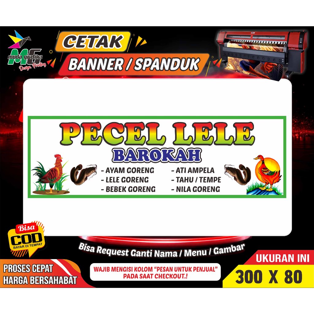 SPANDUK PECEL LELE l BANNER PECEL LELE 300x80