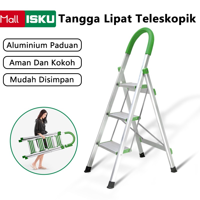 【5 Step】ISKU Tangga Lipat Aluminium 5 Step Premium Ladder/ Tangga Rumah Lipat Tangga 5 Step