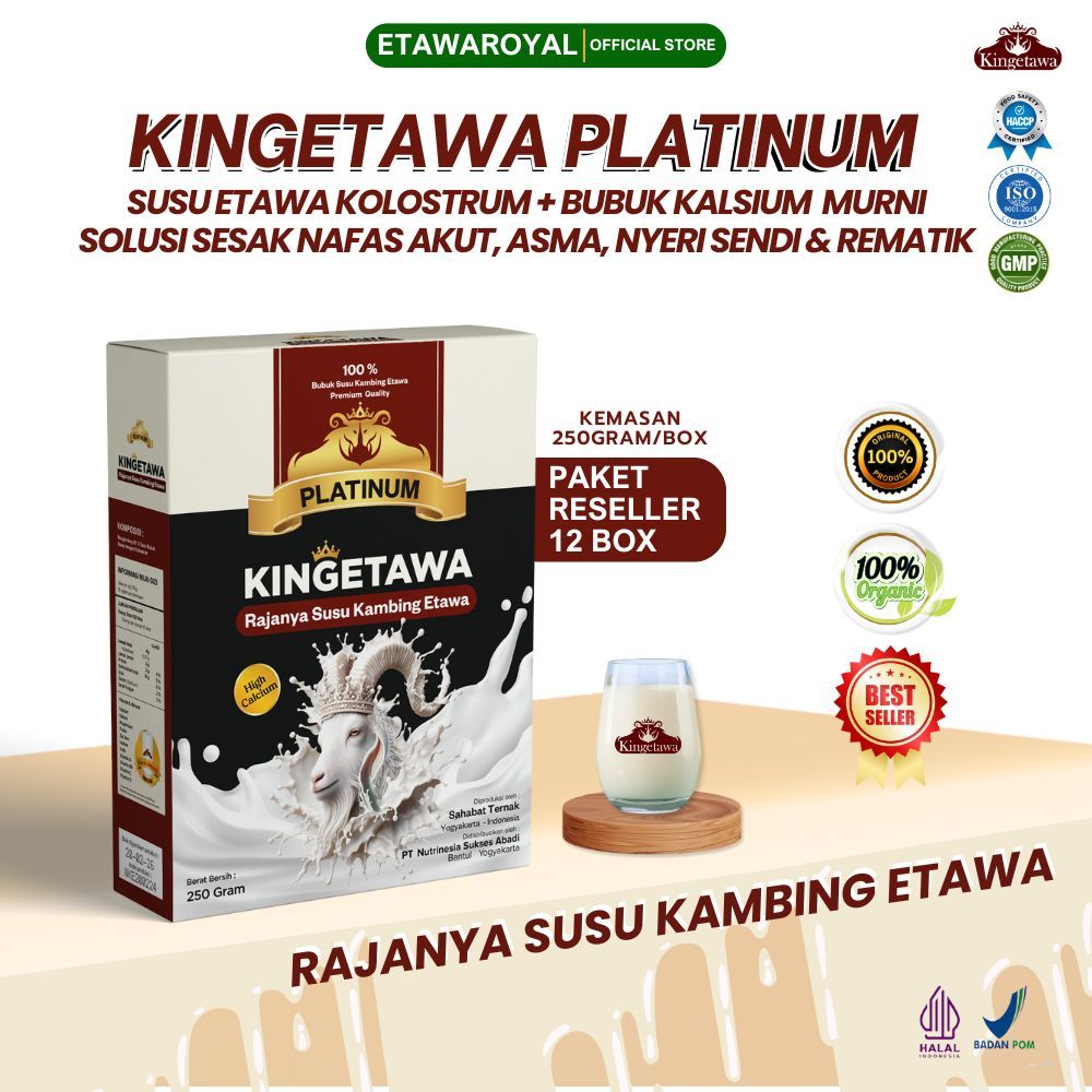 

Kingetawa Platinum Susu Etawa Tinggi Kalsium Untuk Penyembuhan Tulang Paket 12 Box Kemasan 250gr