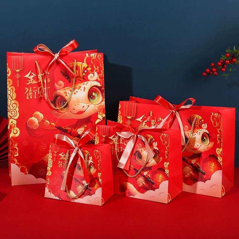 

[ORGM] PREMIUM TEBAL DAPAT PITA | Kantong Hampers Paperbag Tas Kado Giftbag Imlek Hampers Imlek Ular dengan Pita
