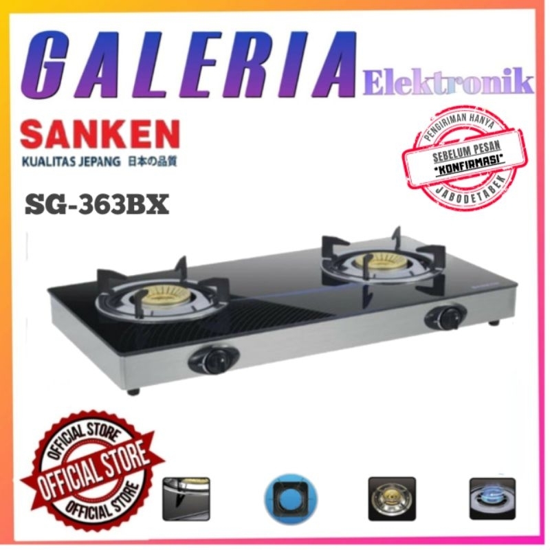KOMPOR 2 TUNGKU MURAH SANKEN SG 363 BX / SG363BX / SG-363BX - TEMPERED GLASS